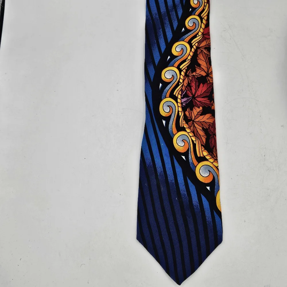 Rare Rush Limbaaug + no boundaries Blue Autumn Leaves Silk Tie